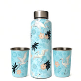 LA' FORTE Premium Stainless Steel Bottle & 02 Tumbler Set ( Water Bottle X 1000 ml ; 02 Glasses X 250 ml each)